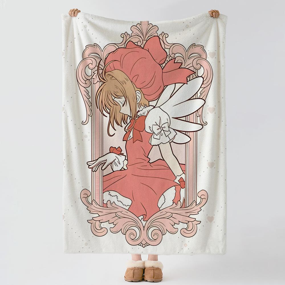 anime C-Cardcaptor Sakura-A Throw Thick Comfort Flannel Quilt, Multi-scene Use Indoor Outdoor Daily Nap