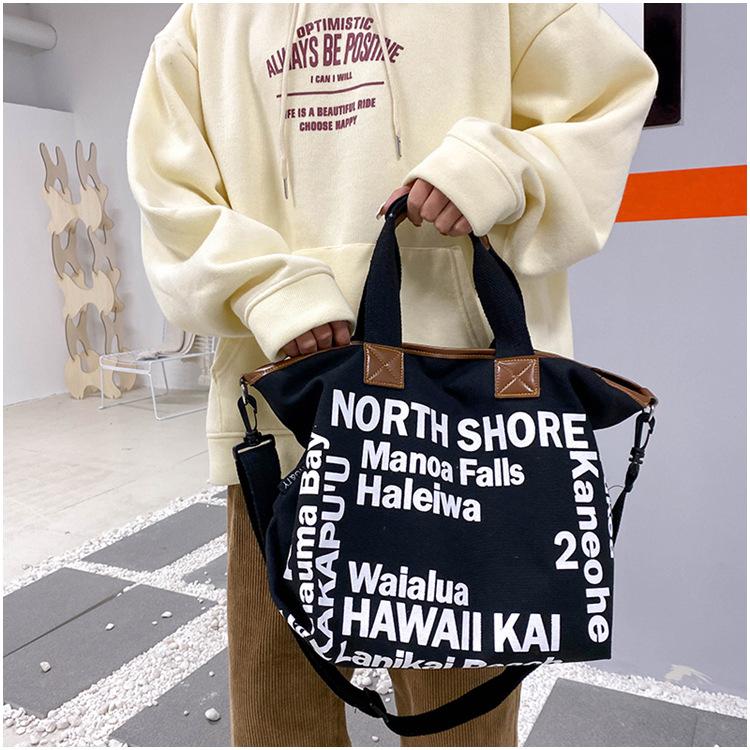 Frauen Leinwand Umhängetasche Brief Druck Damen Einkaufstaschen