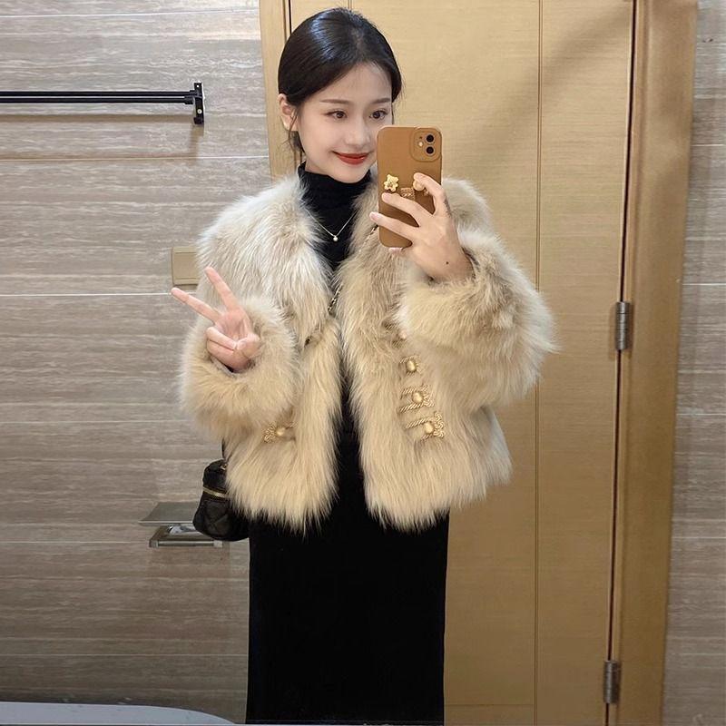 Luxury Faux Fur Coat Women Winter Warm Jacket High Quality Fashionable Outerwear Elegant  Coat