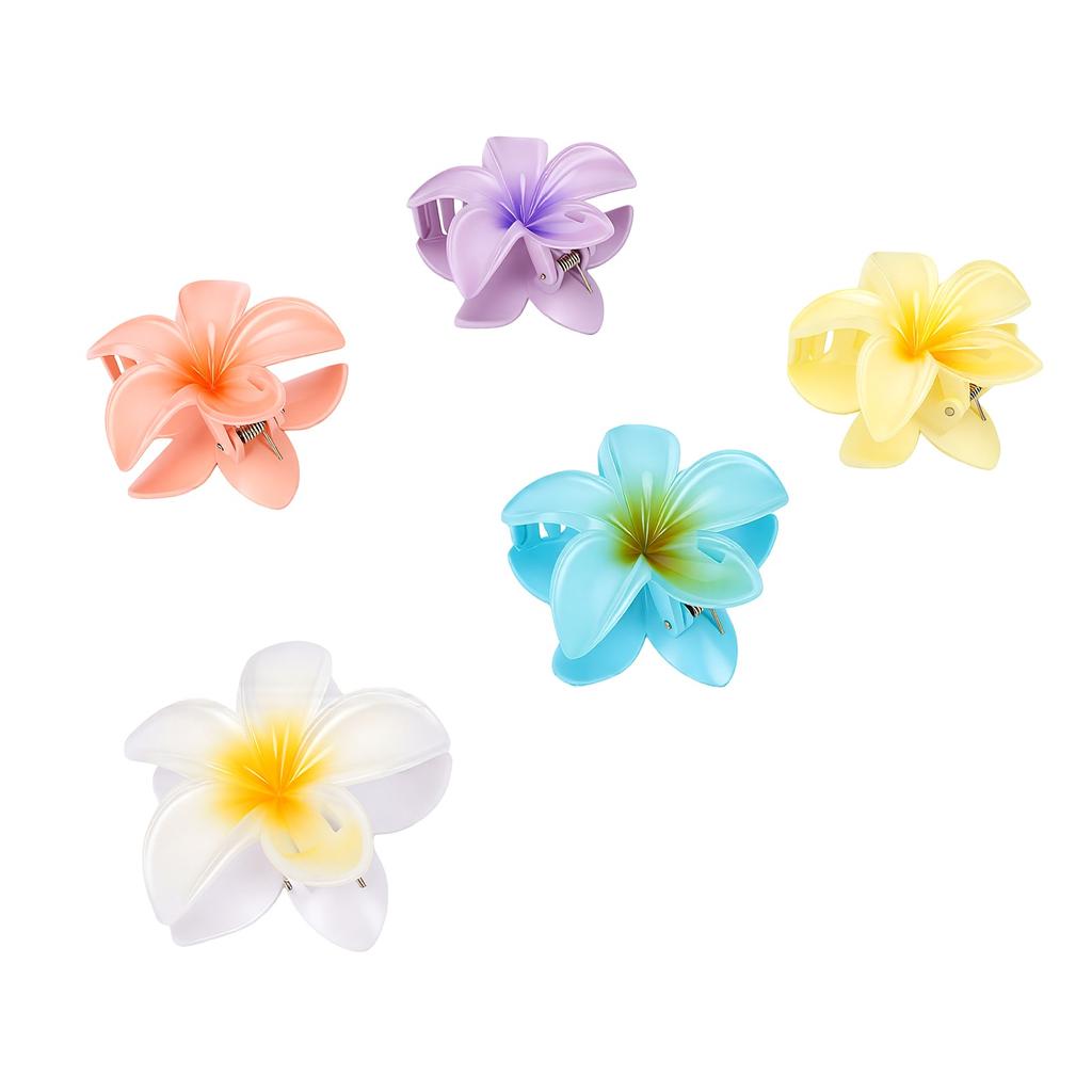 5pcs Flower Hair Claw Clips Secure Grip Floral Hair Clip for Long Hair Updo Styling Accessory White Sky Blue Lavender