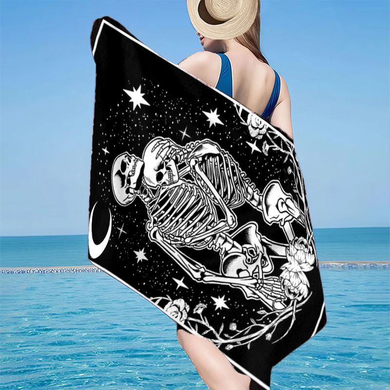 Day Of The Dead Celebration Beach Towel, Super Soft Microfiber, Gift for Her/Him, Birthday, for Pool, Beach, Travel, Home Decor Fan gifts