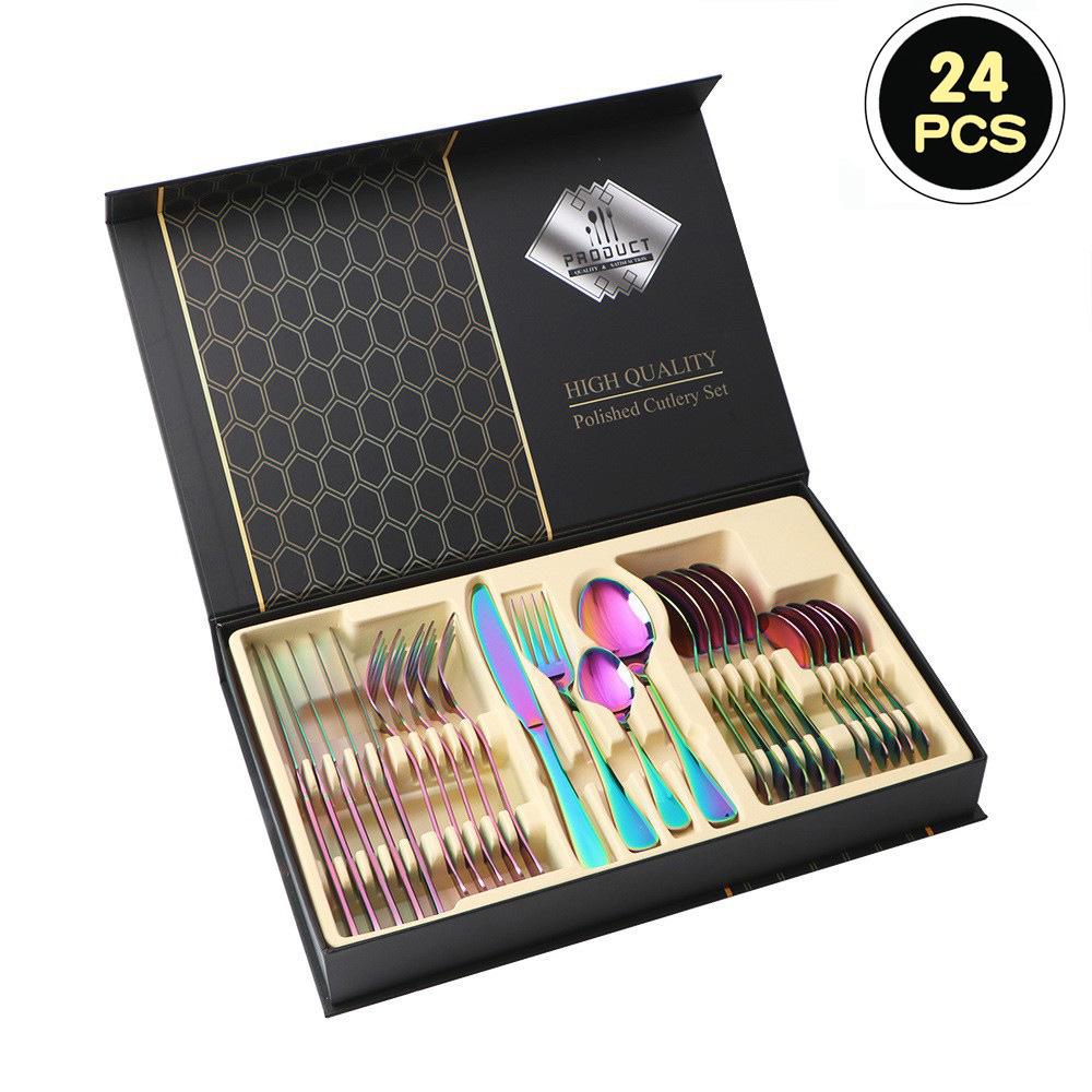 Stainless Steel 24-Piece Cutlery Set for 6 – Includes Knife, Fork, Spoon – Gift Boxed