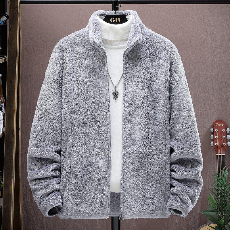 Double-sided Velvet Jacket Men Autumn Winter Short Plus Velvet Warm Long-sleeved Polar Fleece Top