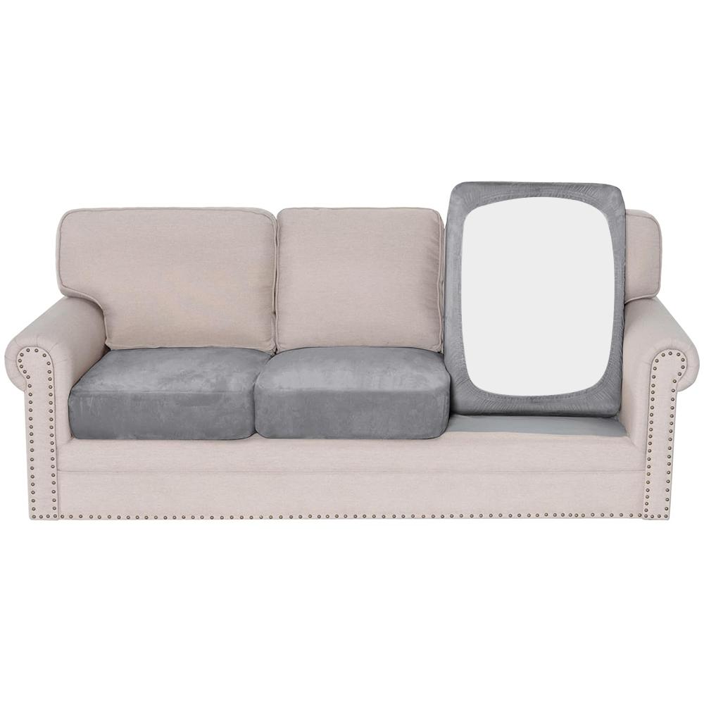 Simple Velvet Sofa Covers Super Soft Sofa Seat Cushion Covers Solid Living Room Stretch Sofa Couch Case Home Decor Washable Pets