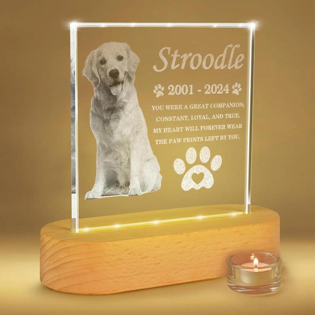 Custom Pet Photo Engraved Acrylic Keepsake Dog Cat Memorial Gifts for Loss of Pet Pet Loss Sympathy Comfort Gift Tangible Memory