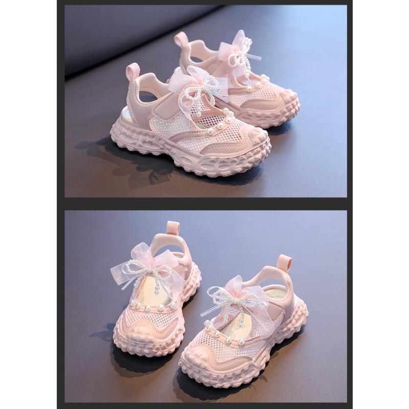 New Summer Girls' Closed-Toe Sandals - Sports Breathable Hollow-Out Mesh Beach Shoes for Big & Little Kids