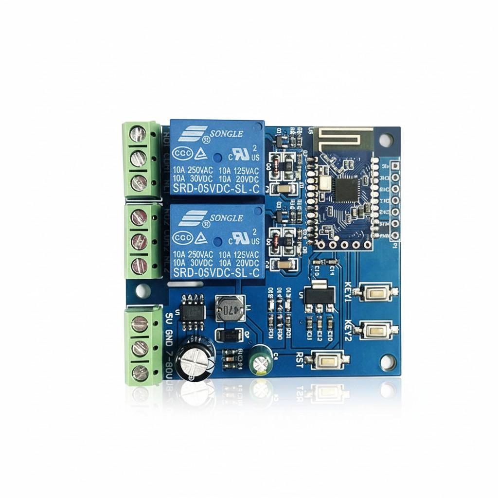 

2-канальне реле Bluetooth 5.0 BLE Bluetooth Mesh Networking Дистанційний перемикач з керуванням через додаток для телефону 10*10*2 білий