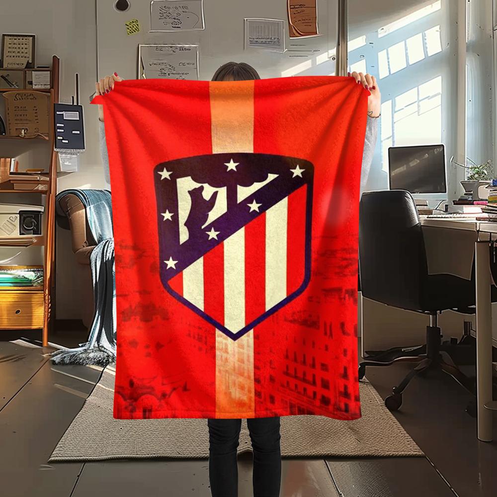 1PC atletico madrid Print Flannel Blanket, High quality Comfortable for All Seasons, Home Decor, Warmth and Comfort, Perfect for Christmas Gifts