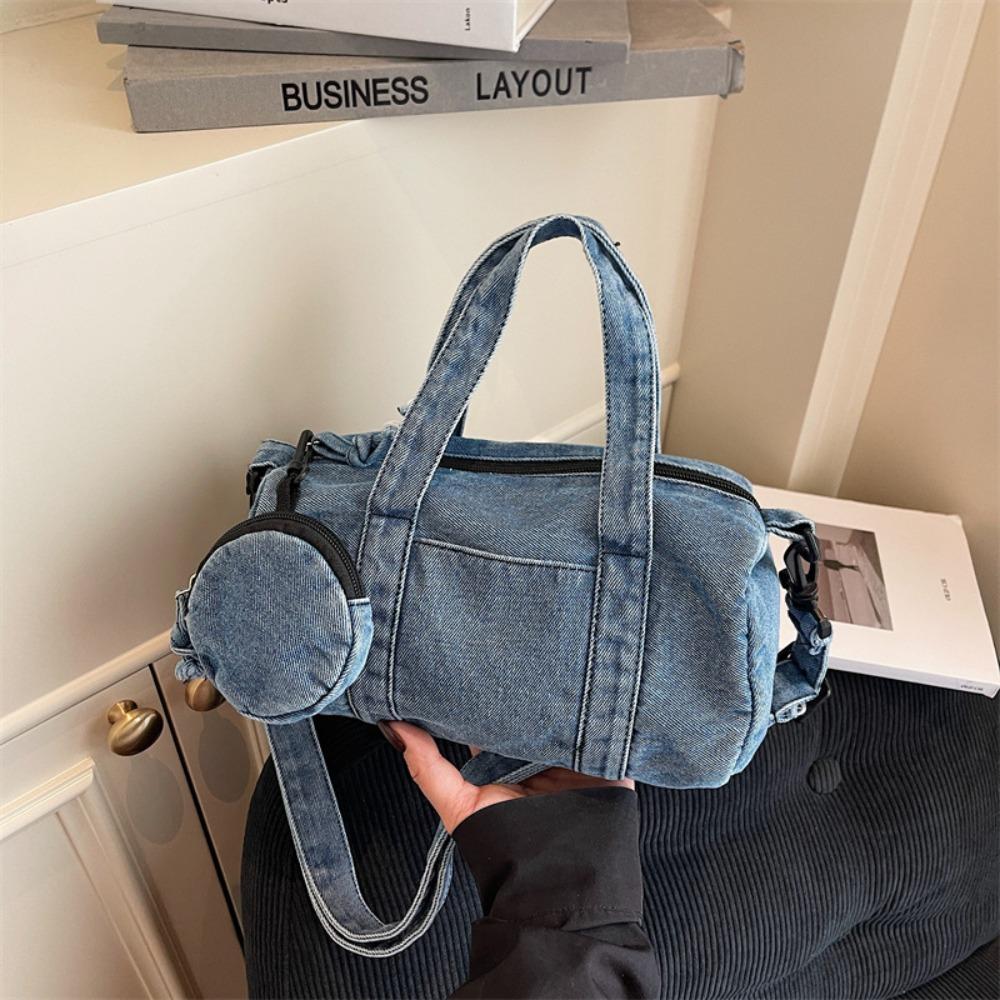 

Retro Denim Handbag Adjustable Strap Casual Tote Bag Leisure Underarm Bag Daily