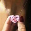Huitan Luxury Big Heart CZ Pendant Necklace for Women Simple Versatile Party Gift Daily Wear Statement Jewelry