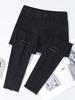 Jeans Skinny Noirs Taille Haute Effilochés pour Femmes - Pantalon Stylo Court Printemps/Automne