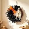 Bone-Themed Halloween Wreath Accent for Wall Presentation and Entryway Styling, Seasonal Piece for Party Scene, Entry Door, and Indoor Display