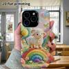 Phone case: 2D flat, suitable for iPhone 18, 17, 16, 15, 14, 13, 12 Pro protective case, rainbow hillside little sheep, perfect Christmas and Hallowee