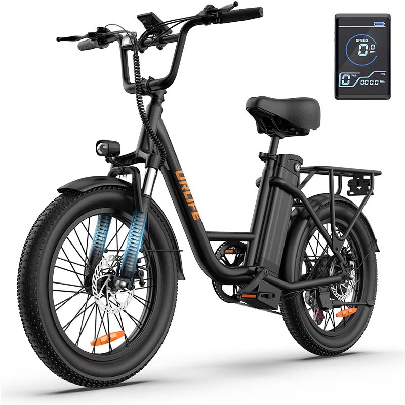 URLIFE E20 Multi Terrain Electric Bike With TowSeat 48V13Ah Battery 500W Motor Electric Bicycle 20 Inch City Fat Tire Outdoor Riding E-bike