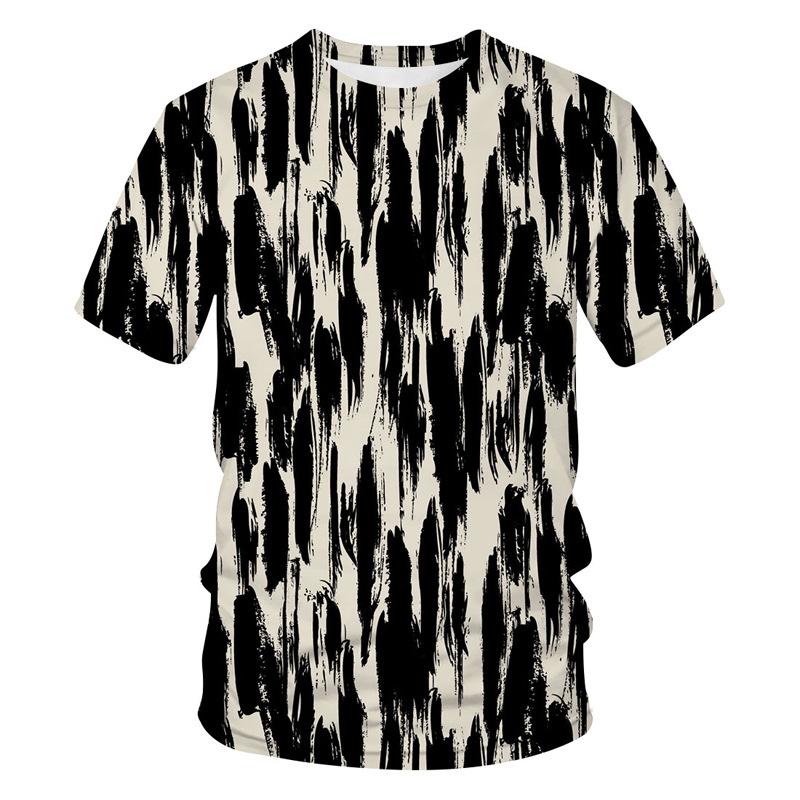 T-shirt Estiva da Uomo Girocollo Stampata in 3D Moda Versatile Traspirante Tendenza Casual