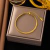18K Gold Plated 316L Fashionable Titanium Steel Bracelets Waterproof Heart Roman Numerals Queen's Chain Link Bangles