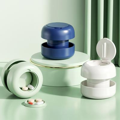Pill Box with V-Shaped Medicine Trough And Sharp Blade Cutter Pill Grinding And Storage Compartment Box for Travel