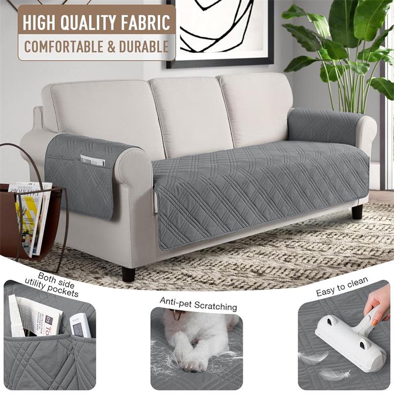 1/2/3/4 Seater Pets Kids Sofa Cover Mat Anti Cat Scratches Armchair Cover Non-Slip Anti-Dust Plaid Sofa Slipcovers Protectors