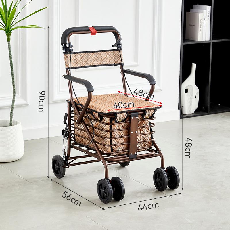 Foldable Mobility Scooter: Pushable & Rideable Elderly Walker with Four Wheels, Portable Shopping Assistant