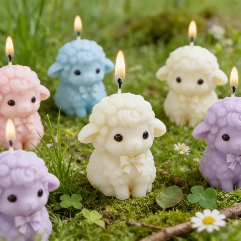 Latest Models 3D Fluffy Sheep Silicone Mold Cute Lamb for Sheep Candle Soap Resin Plaster DIY Aromatherapy Craft  Lovely