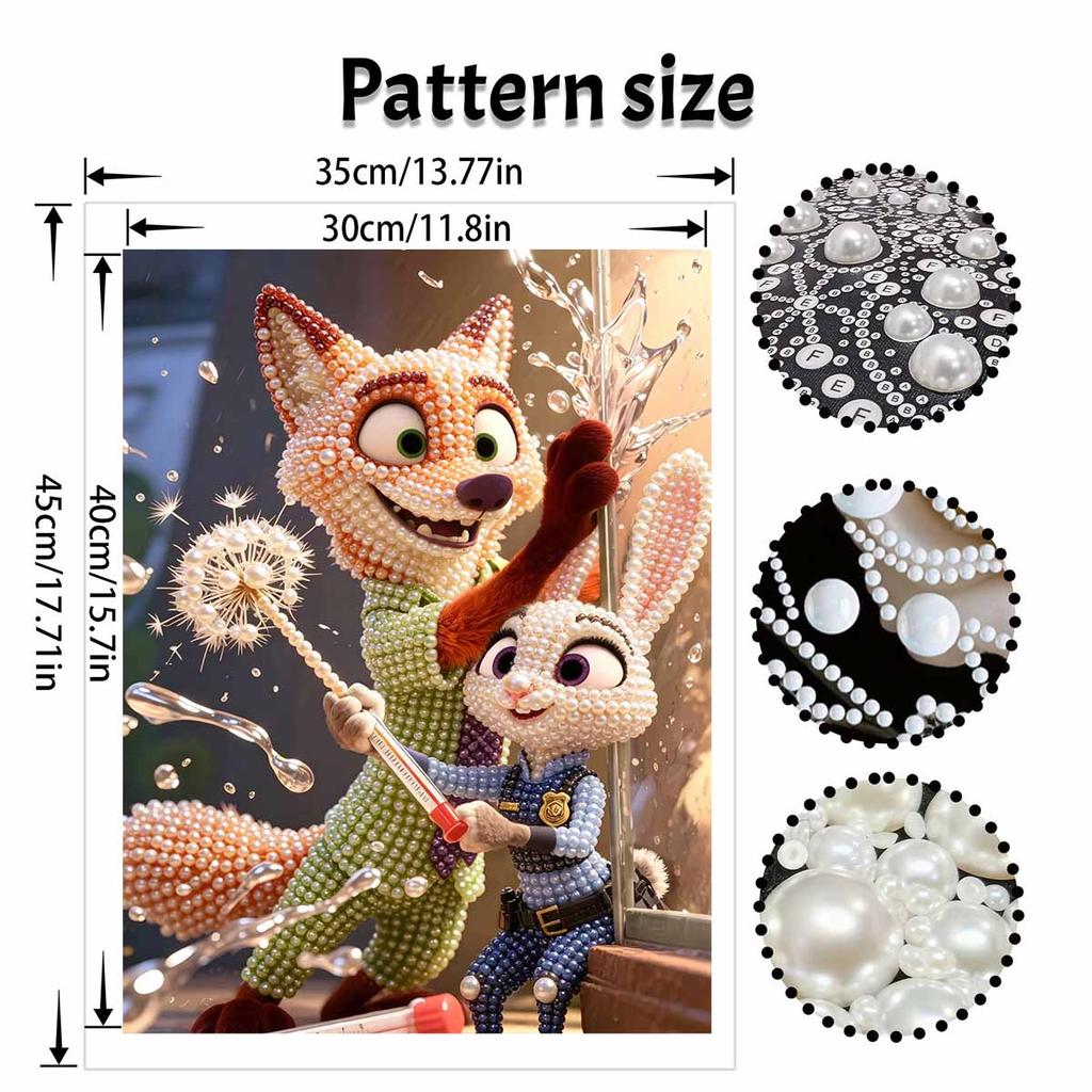 Disney 5D DIY Pearl Painting Kit, Zootopia Characters Home Bedroom Wall Decor Crafts Handmade Gift