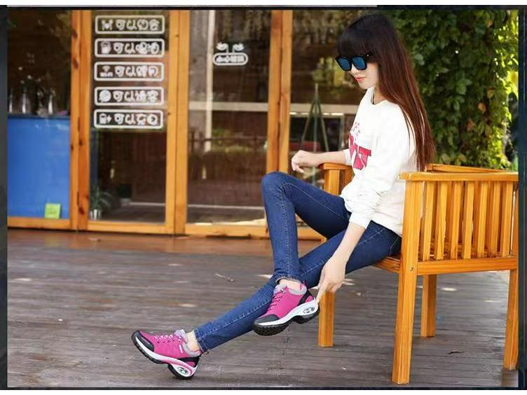 Women's Spring & Fall Thick Sole Height-Boosting Non-Slip Leather Running & Hiking Shoes