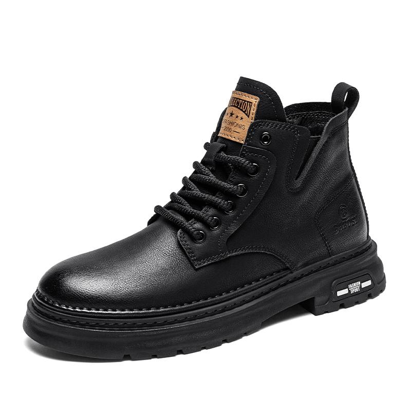 

Модные мужские модные тенденции Коричневые кожаные ботинки для прогулок на свежем воздухе Альпинизм Путешествия Ботинки с толстой подошвой Комфортные прочные ботинки 44 чёрный