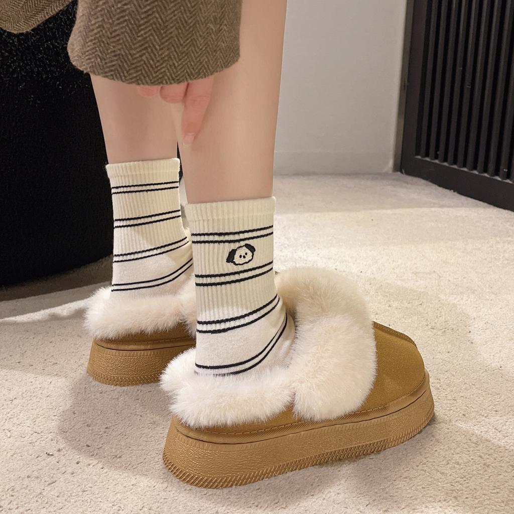 Schneestiefel Damen 2025 Winter Neu Koreanische Version mit dicker Sohle, kurzem Schaft, verdickt, zum einfachen Hineinschlüpfen, leichte Baumwollschuhe