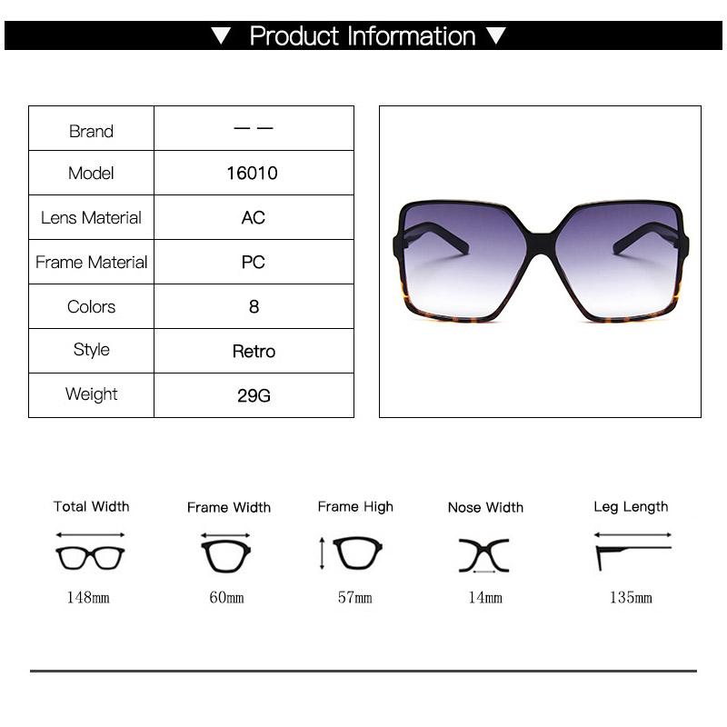 New Oversized Rectangle Sunglasses Women's Fashion Square Sun Glasses Men's Classic Vintage Eyewear Uv400