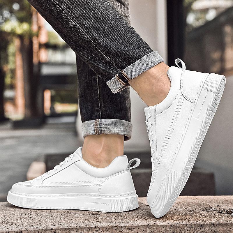 Fashion New Lace Up Man Sneakers Simple Skateboard Footwear Leisure Walk Tenis Masculino School Shoes  Genuine Leather Mens Casual Shoes