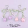 Handmade Tulip Pendant Cartoon Heart Bag Charm Trendy Pearl Tulip Keychain  Car Accessory