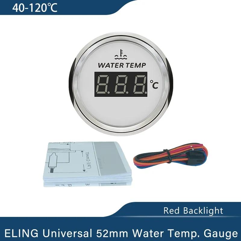 ELING 52mm Water Temp Gauge Temperature Meter 40-120℃ with Red Backlight for Motorcycle Car Boat Yacht Universal 12V 24V