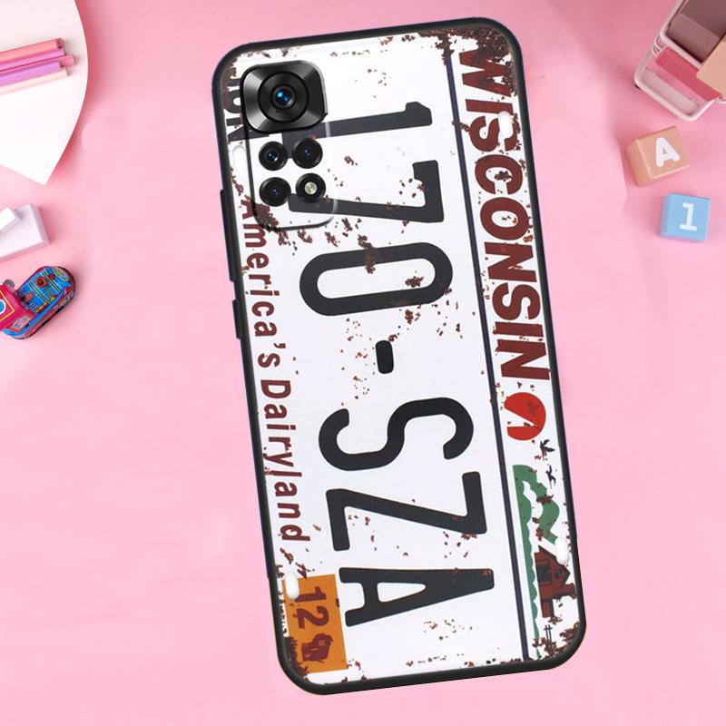 Retro Funny License Plate For Xiaomi Redmi Note 14 10 11 12 13 15 Pro Plus Phone Case For Redmi 15C 14C 10C 12C 13C 15