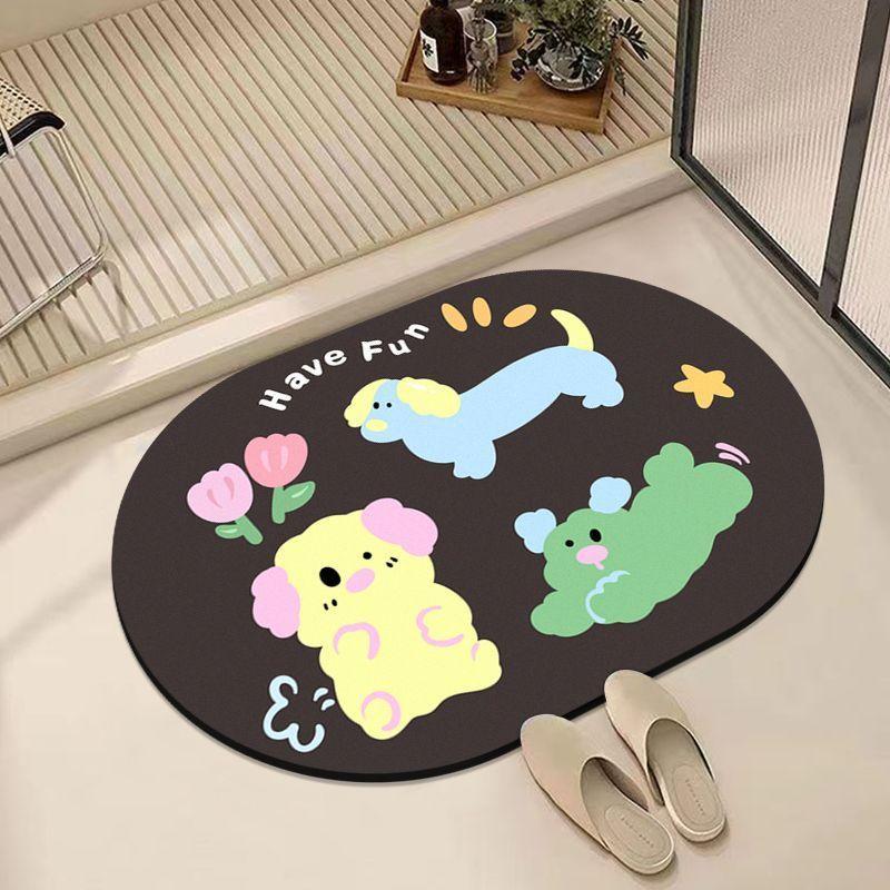 Cartoon-Kieselgur-Fußmatte, saugfähige und schnell trocknende Bodenmatte für das Badezimmer, schmutzabweisende und zuschneidbare Fußmatte für das Badezimmer 40X60cm 15.7X23.6in