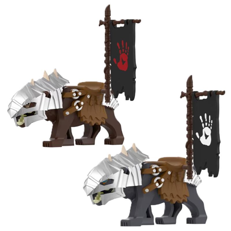 MOC Mediaeval Times Building Blocks Orc Mounts Wolf Flags Army Soldiers Character Accessories Bricks Animal Toys Gifts R064 DIY