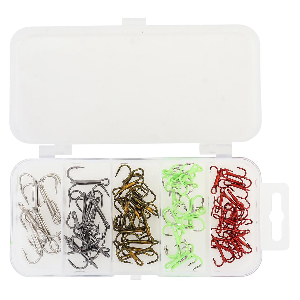 165pcs High Carbon Steel Barbed Treble Hooks Connector Circle Set Assorted Sizes 2#-10# with Storage Box