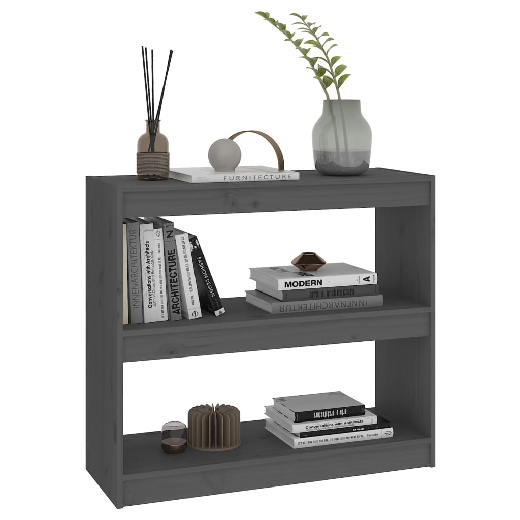 Bookshelf Room Divider Grey 80 X 30 X 71.5 Cm Solid Pine Wood