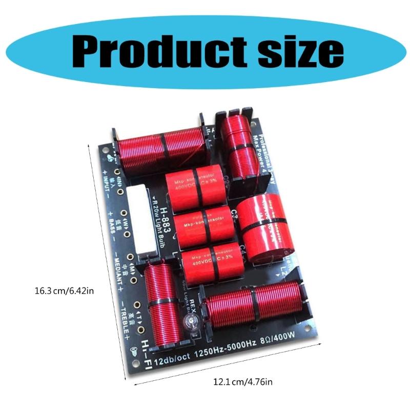 Powerful 3 Way Auditory Crossover Filter Enhances Loudpeaker Performances, 400W Capacity 1250HZ-5000Hz