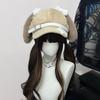 Handmade Berets Lovely Rabbit Painter Hat for Girls Furry Ear Cabbie Hat for Outdoor Leisure Casual Wear