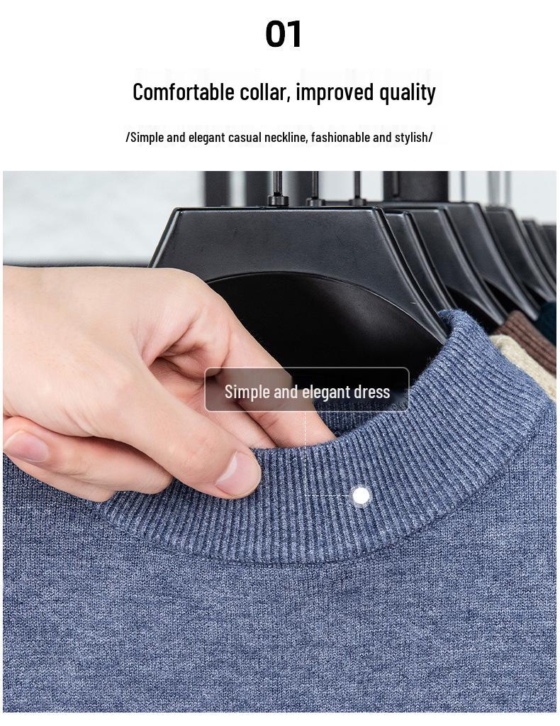 Men’s Autumn/Winter Half-High Collar Knitwear - Warm Inner Layer for Middle-Aged and Elderly