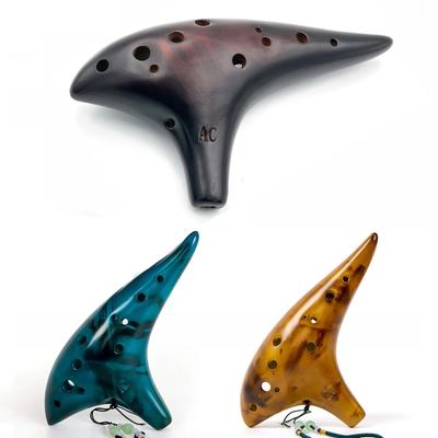 Ocarina 12 Tonos Do Alto Ocarina Cerámica Instrumento Musical con Libro de Canciones Cuerda para el Cuello Cordón para el Cuello Bolsa de Transporte Buen Regalo para Principiantes
