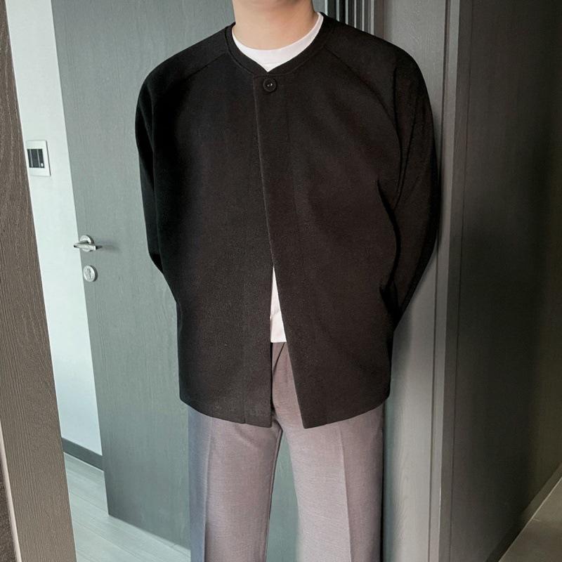 Woolen Jacket Men's Autumn New Korean Style Loose Casual Short Coat Cardigan Top