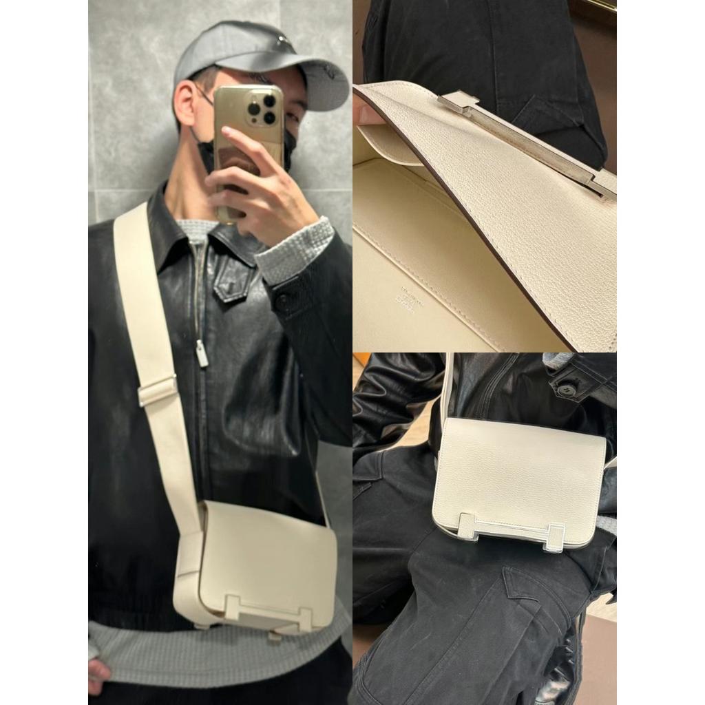 2025 New wide strap geta clog bag leather women's bag commuting versatile one-shoulder crossbody stewardess bag small square bag