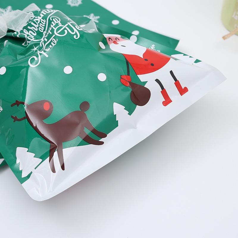 Weihnachts-Süßigkeitstüten mit Santa- & Schneeflocken-Designs, Geschenktasche für Feiertagsleckereien, festliche Partygeschenke und Neujahrs-Glückstüte
