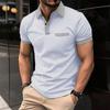 Men's Casual Polo Shirt Striped Short Sleeve T-Shirt Men's Breathable Top Commercial Zipper lapel Street Casual Wear