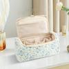 Quilted Travel Case with Hanging Hook Portable Storage Bag Large Capacity Floral Carrying Bag for Hair Curler Accessory