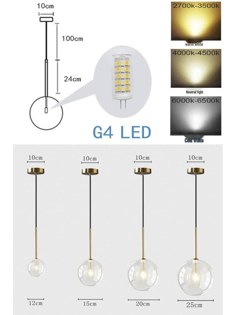 Nordic Minimalist Transparent Glass Ball Pendant Light for Bedroom or Bar