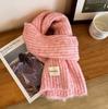 Korean cotton knitted wool scarf women's autumn and winter atmosphere white thickened warm solid color scarf