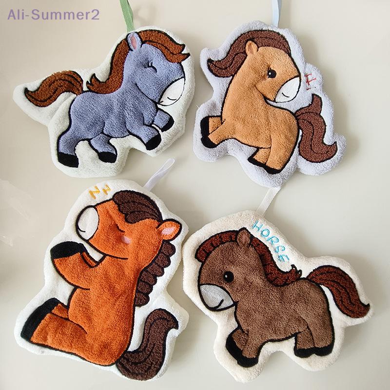 Cartoon Cute Pony Hand Towel Coral Fleece Home Kitchen Wipes Horse Thickened Hanging Absorbent Towels For Bathroom Home Decor
