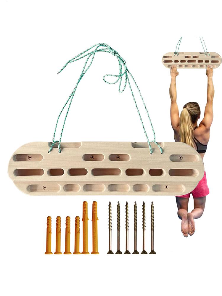 Climbing Rock Board Wooden Finger Grip Pull Up Climbing Hanging Board Grip Strengthener Forearm Exerciser Home Wall Board